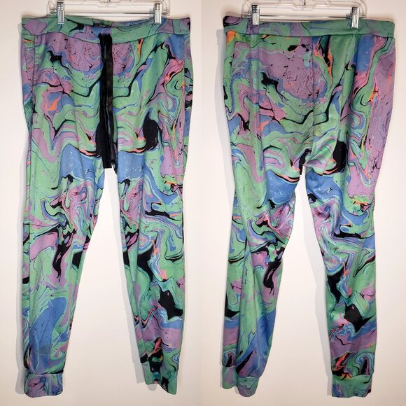 Stay Rad Marble Tie Dye Set4Lyfe Purple Green Blue JG Joggers Large - Picture 2 of 16